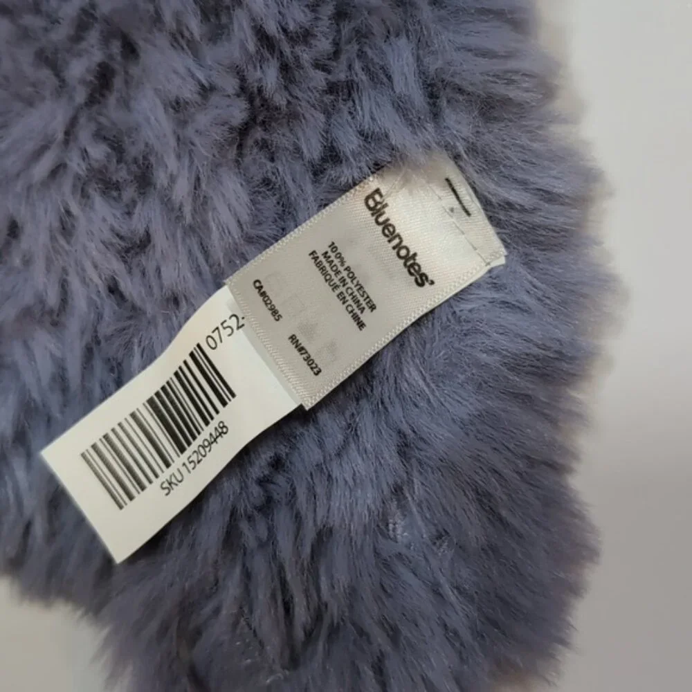 Bluenotes Plush Blue Scarf Long Faux Fur Winter Rectangular Periwinkle